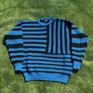 Vintage 90’s Blue and Black Striped Wool Sweater